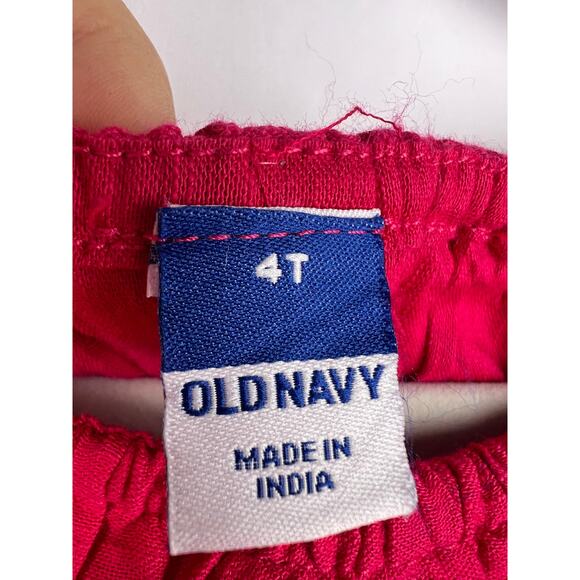 Old Navy Pink Embroidered Palm Ruffle Romper Girls 4T Cotton Summer Playwear - Picture 5 of 8